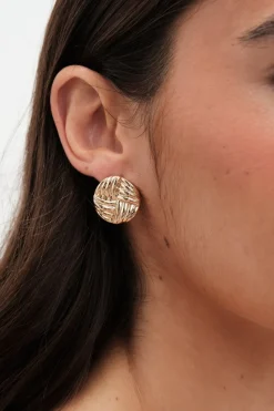 Jon Richard Gold Plated Ridged Statement Stud Earrings