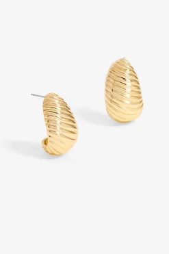 Jon Richard Gold Plated Ridge Dome Hoops