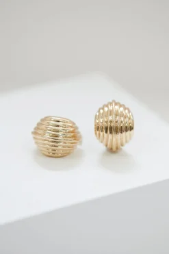 Jon Richard Gold Plated Ridged Hoop Earrings