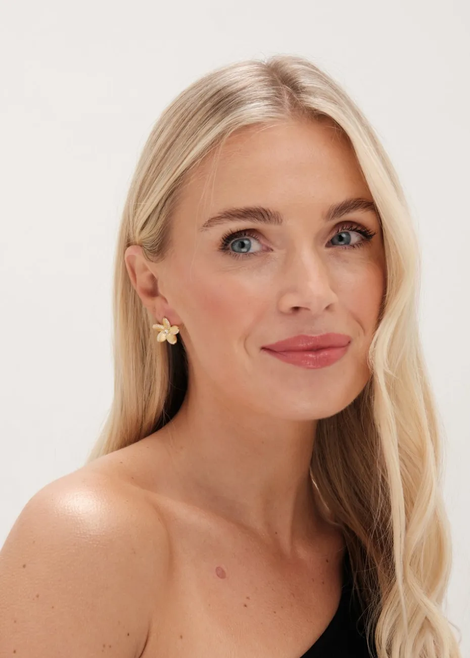 Jon Richard Gold Plated Satin Floral Earrings