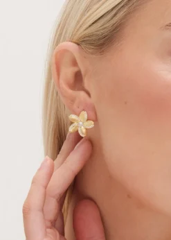 Jon Richard Gold Plated Satin Floral Earrings