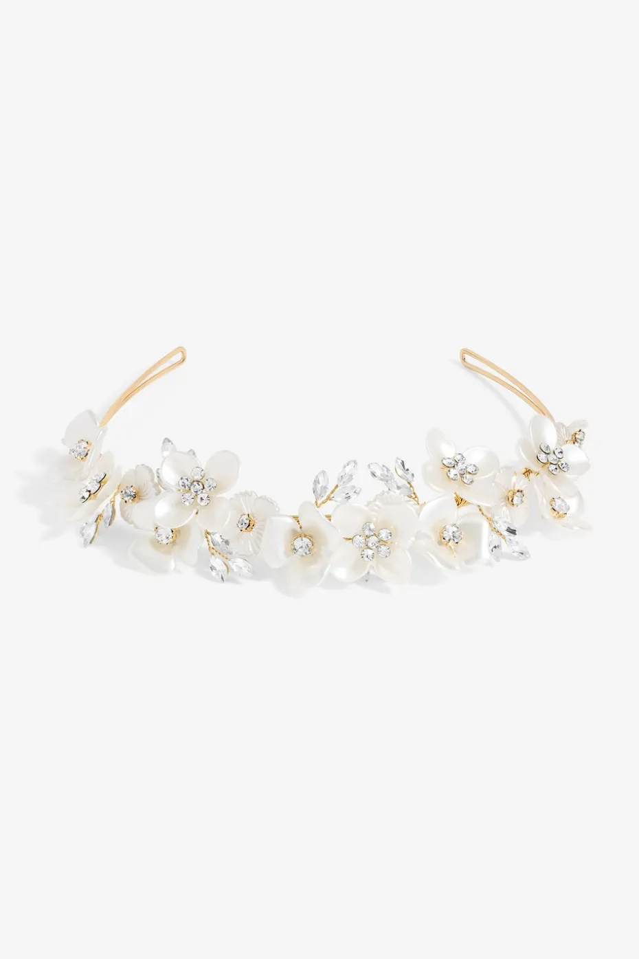 Jon Richard Gold Plated White Floral & Crystal Headband