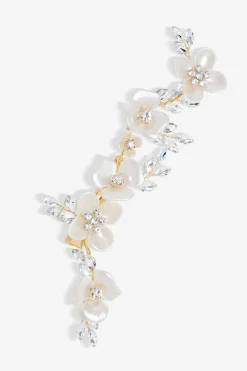 Jon Richard Gold Plated White Floral And Crystal Hair Slide