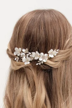 Jon Richard Gold Plated White Floral And Crystal Hair Slide