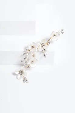 Jon Richard Gold Plated White Floral And Crystal Hair Slide