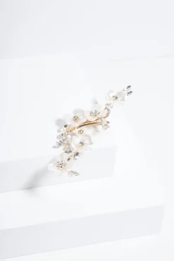 Jon Richard Gold Plated White Floral And Crystal Hair Slide