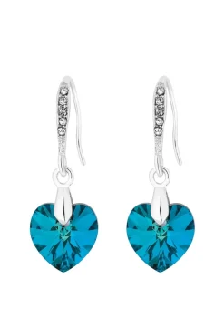Jon Richard Radiance Collection Silver Plated Blue Bermuda Heart Drop Earrings