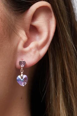 Jon Richard Radiance Collection Rose Gold Plated Pink Heart Drop Earrings