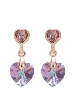 Jon Richard Radiance Collection Rose Gold Plated Pink Heart Drop Earrings