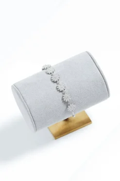 Jon Richard Rhodium Plated Cubic Zirconia Mini Flower Toggle Bracelet