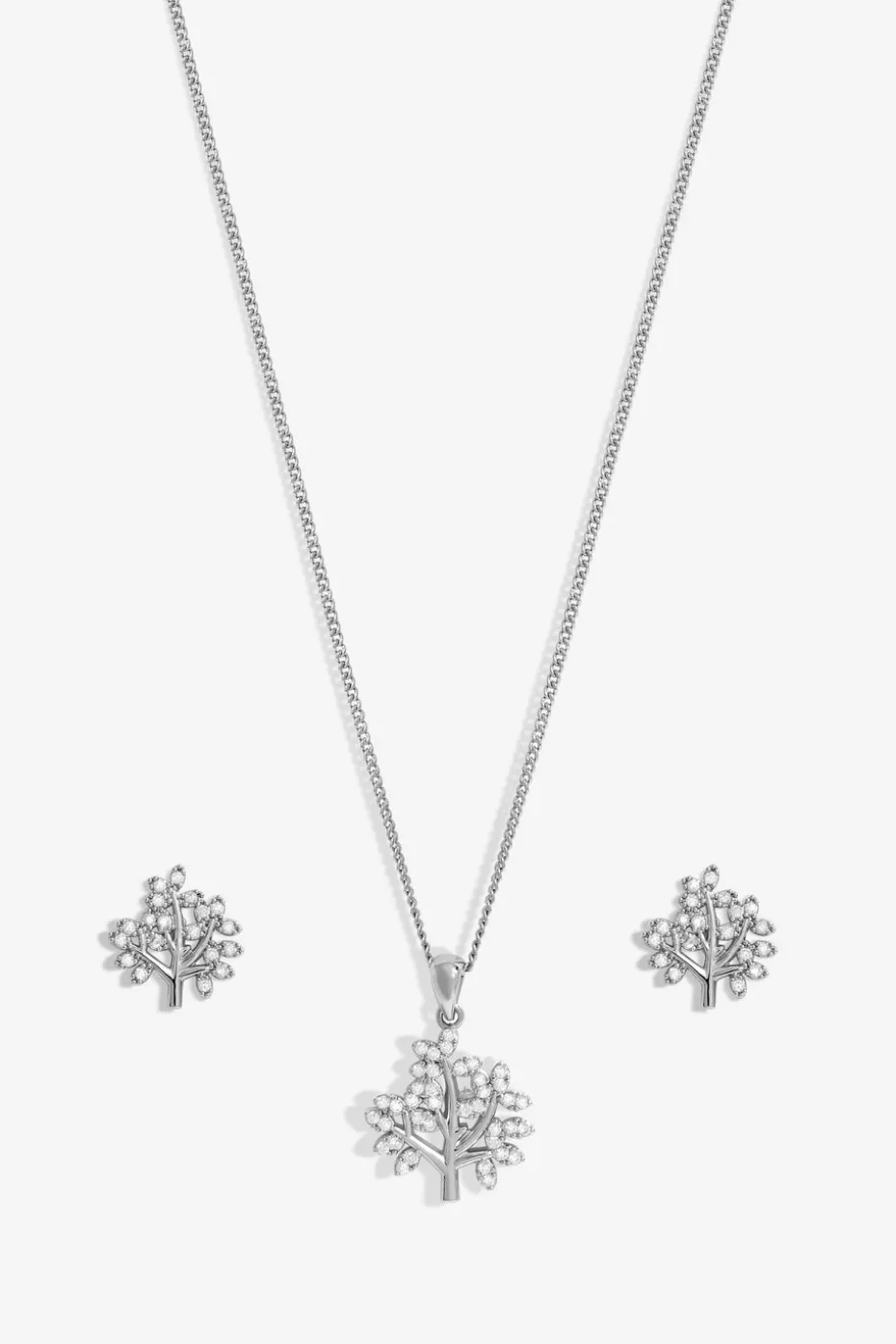Jon Richard Rhodium Plated Cubic Zirconia Tree Of Love Box Set - Gift Box