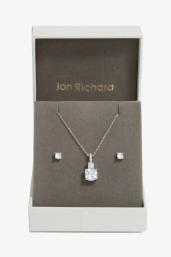 Jon Richard Rhodium Plated Cubic Zirconia Pendant Box Set - Gift Box