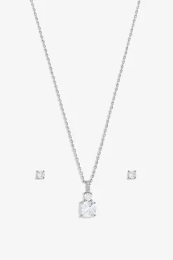 Jon Richard Rhodium Plated Cubic Zirconia Pendant Box Set - Gift Box
