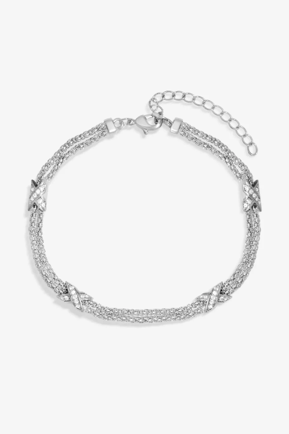 Jon Richard Rhodium Plated Mesh & Kiss Bracelet
