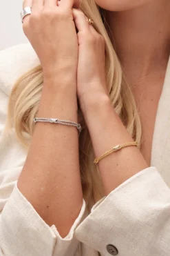 Jon Richard Rhodium Plated Mesh & Kiss Bracelet