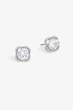 Jon Richard Silver Cubic Zirconia & Pave Stud Earrings