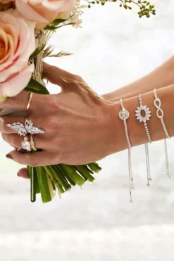 Jon Richard Silver Plated Crystal Infinity Toggle Bracelet