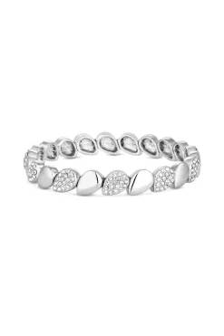 Jon Richard Silver Plated Polished and Pave Stretch Bracelet