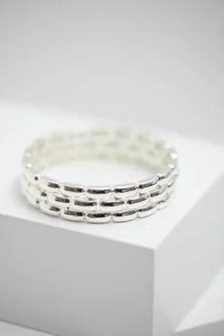 Jon Richard Silver Plated Polished Chain Stretch Bracelet