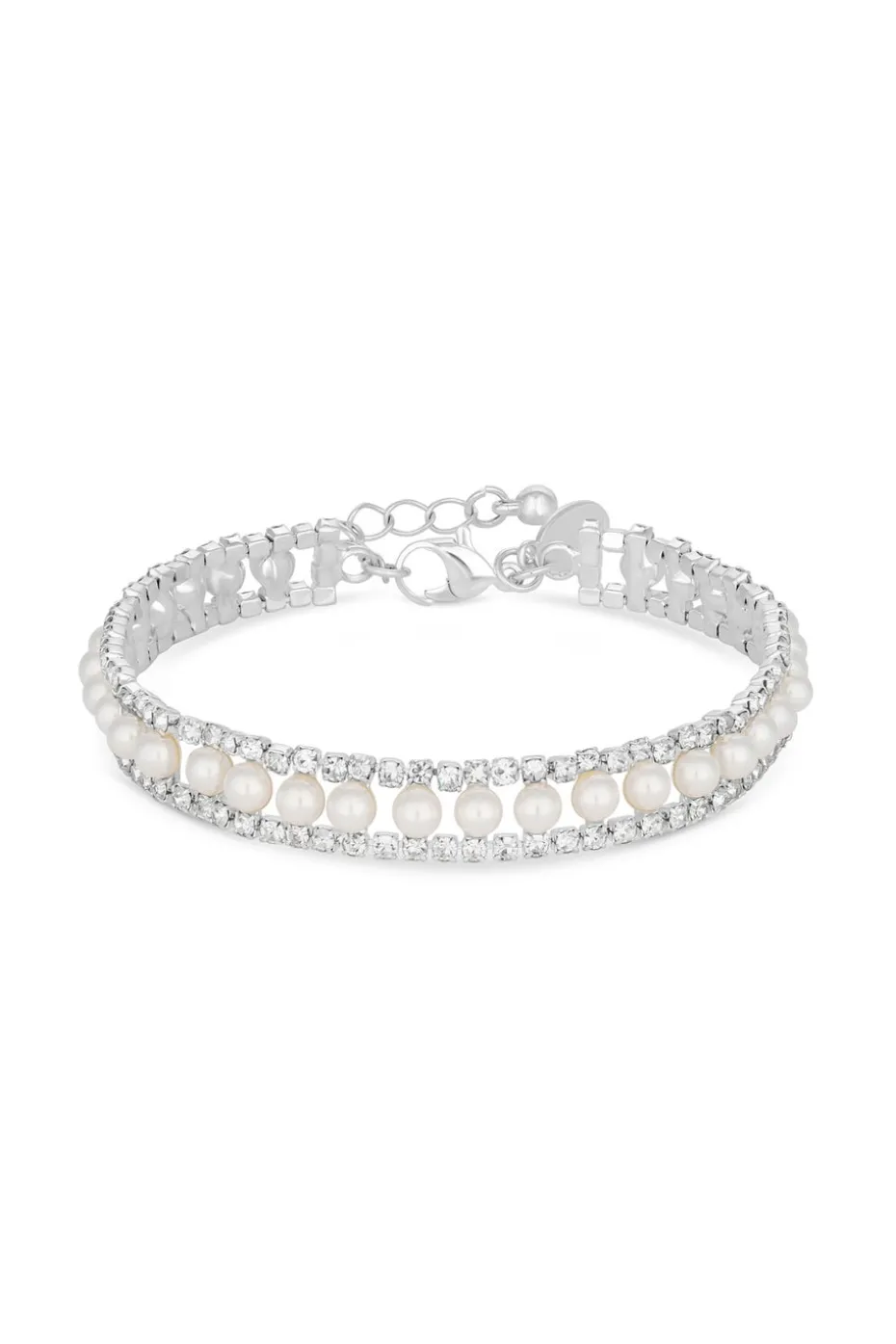 Jon Richard Silver Plated Pearl And Crystal Bracelet
