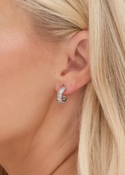 Jon Richard Silver Plated Cubic Zirconia Micro Pave Mini Hoop Earrings