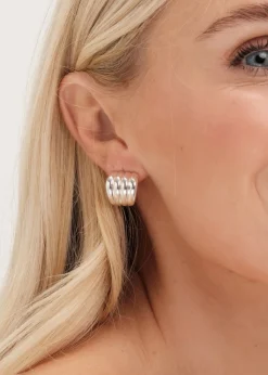 Jon Richard Silver Plated Ridge Stud Earrings