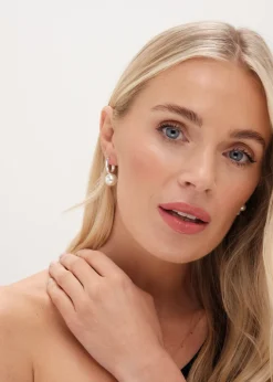 Jon Richard Silver Plated Hoop Pearl Earrings