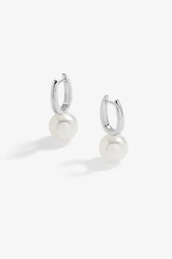 Jon Richard Silver Plated Hoop Pearl Earrings