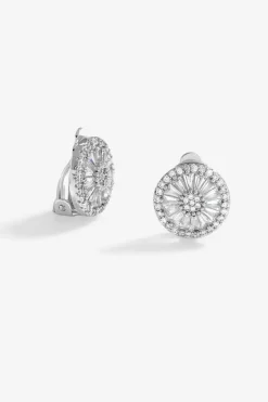 Jon Richard Silver Plated Cubic Zirconia Baguette Stud Clip Earrings