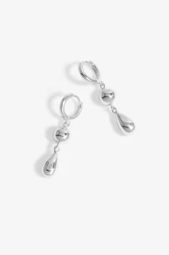 Jon Richard Silver Plated Orb & Teardrop Polished Earrings
