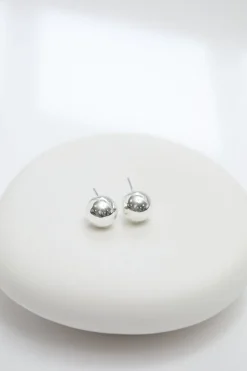 Jon Richard Silver Plated Polished Orb Stud Earrings