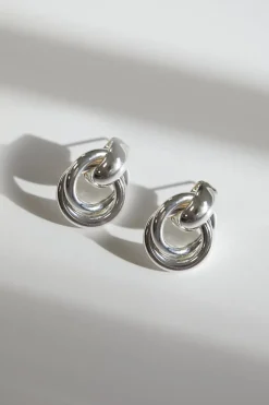 Jon Richard Silver Plated Knotted Door Knocker Earrings