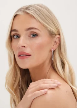 Jon Richard Silver Plated Cubic Zirconia Tennis Earrings