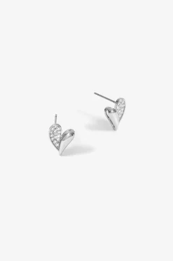 Jon Richard Silver Plated Cubic Zirconia Heart Stud Earrings