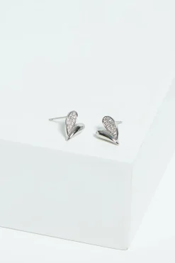 Jon Richard Silver Plated Cubic Zirconia Heart Stud Earrings