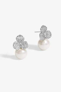 Jon Richard Silver Plated Flower & Pearl Earrings