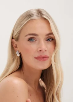 Jon Richard Silver Plated Flower & Pearl Earrings