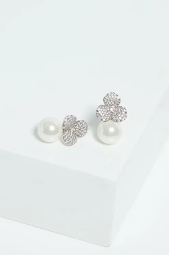 Jon Richard Silver Plated Flower & Pearl Earrings