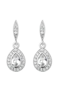 Jon Richard Silver Plated Cubic Zirconia Peardrop Drop Earring