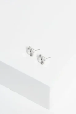 Jon Richard Silver Plated Diamond Cut Stud Earrings