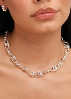 Jon Richard Silver Plated Polished Orb Chain Necklace