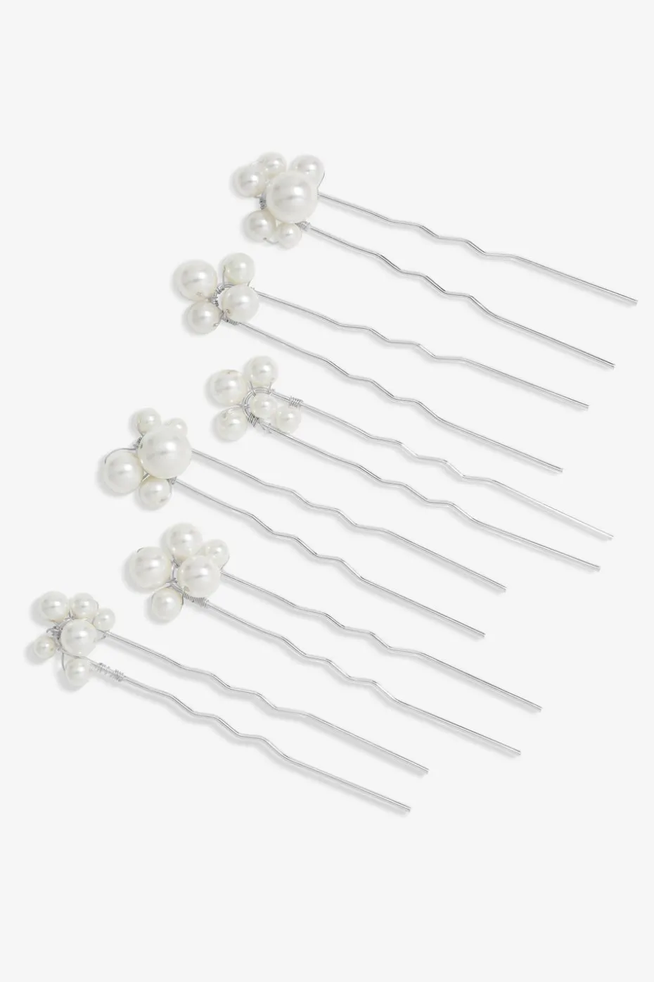 Jon Richard Silver Plated Graduated Pearl Hair Slides Pack Of 6