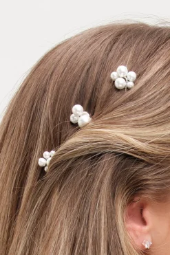 Jon Richard Silver Plated Graduated Pearl Hair Slides Pack Of 6