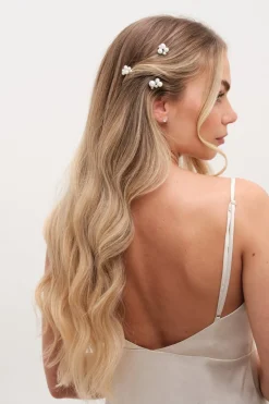 Jon Richard Silver Plated Graduated Pearl Hair Slides Pack Of 6