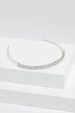 Jon Richard Silver Plated Crystal Floral Single Row Headband