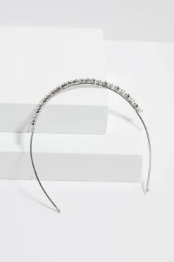 Jon Richard Silver Plated Crystal Floral Single Row Headband