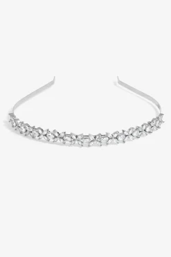 Jon Richard Silver Plated Crystal Floral Single Row Headband