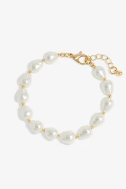Jon Richard Silver Semi Precious Pearl & Gold Bead Bracelet