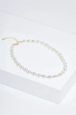 Jon Richard Silver Semi Precious Pearl & Gold Bead Necklace