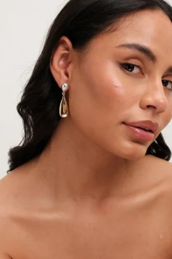 Jon Richard Two Tone Polished Drop Earrings